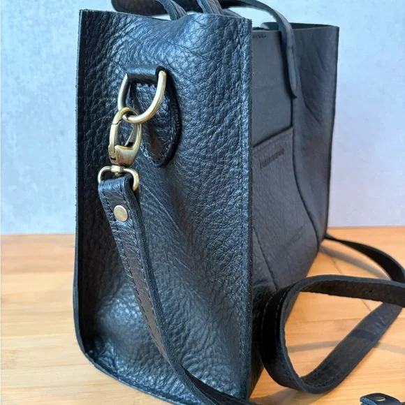 NEW ~PORTLAND LEATHER GOODS~ Lola Crossbody Tote in Black Leather - Picture 4 of 9